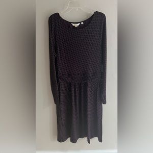Boden Women’s Jersey knit dress, Size 8, deep purple with black print.
